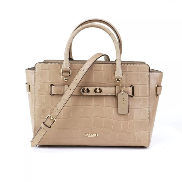 Coach Blake Carryall Croc Embossed Swagger Beige Crossbody Bag Purse - Picture 1 of 14